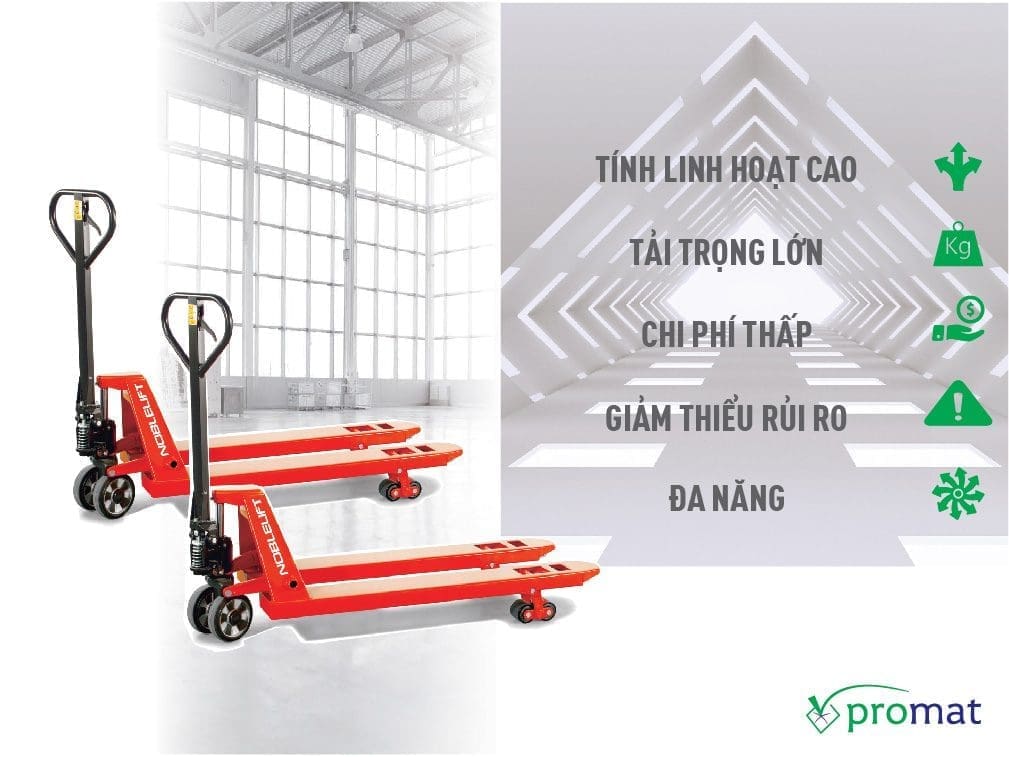 hand pallet trucks các hãng mitsubishi bishamon niuli noblelift chất lượng cao