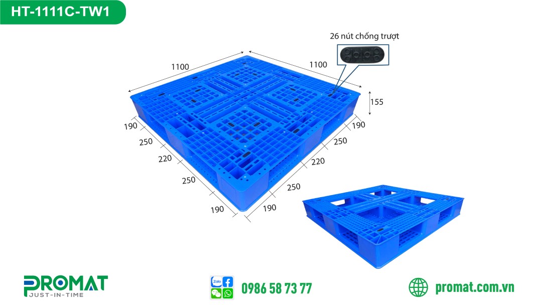 pallet-nhua-1100x1100x155mm-chu-thap-tai-nang-promat-vietnam
