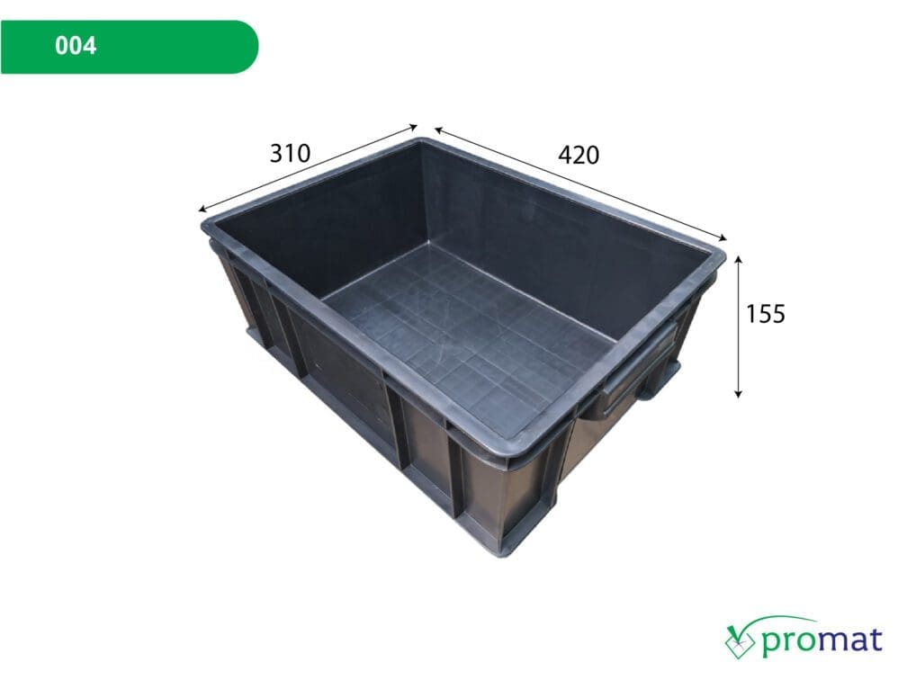 khay nhựa ESD; khay nhựa ESD 420x310x155mm; khay nhựa ESD 004; khay ESD chống tĩnh điện; khay nhựa chống tĩnh điện 420x310x155mm; khay nhựa ESD 004 promat;