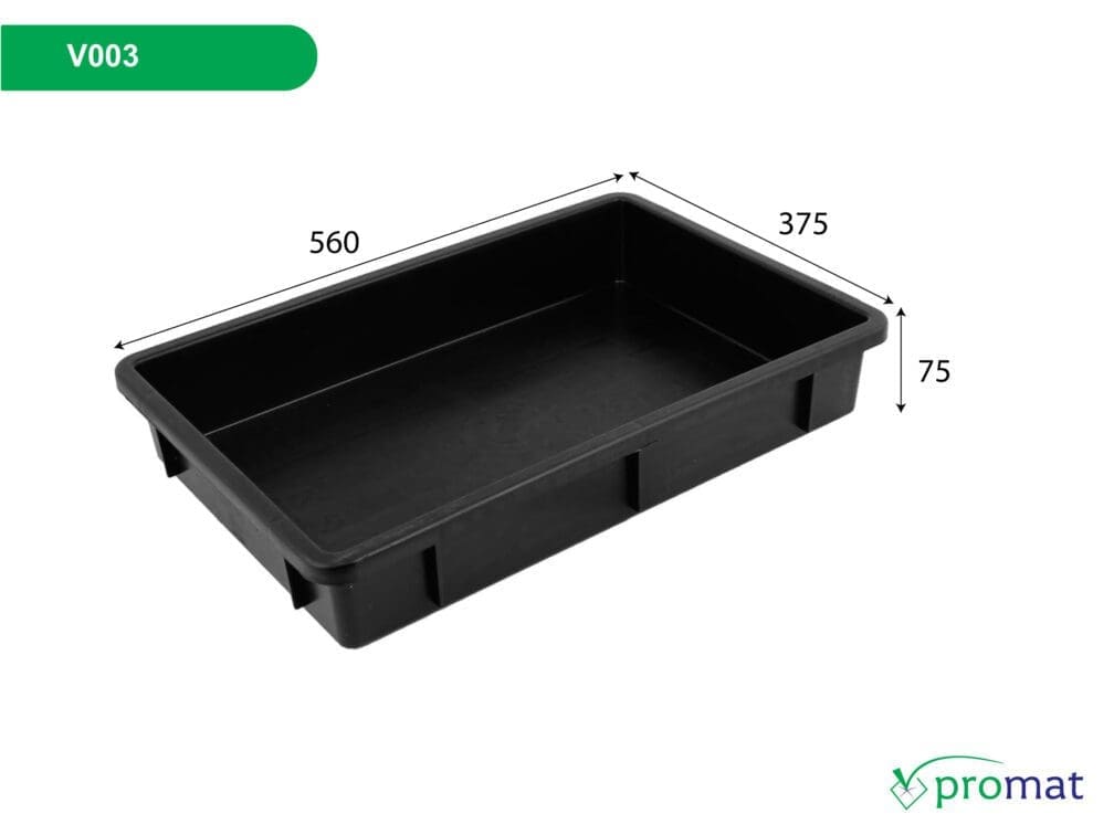 khay nhựa chống tĩnh điện 560x375x75mm; khay đựng linh kiện 560x375x75mm; khay nhựa esd V003; khay nhựa esd 560x375x75mm; khay đựng linh kiện điện tử 560x375x75mm; khay nhựa esd V003 promat;