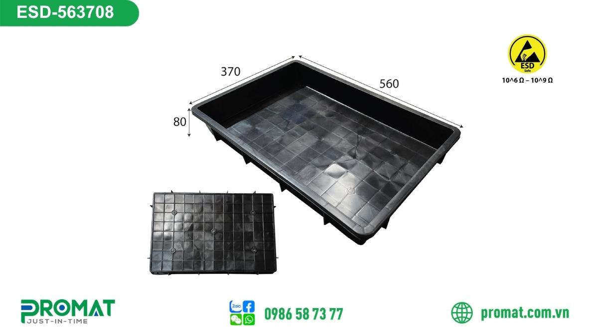 Khay Nhựa Chống Tĩnh Điện 560X370X80Mm 2 Khay nhựa chống tĩnh điện 560x370x80mm