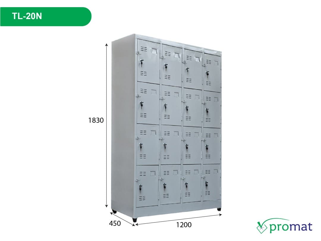 Hình 1: Tủ locker 20 ngăn - sản phẩm tủ được sử dụng phổ biến hiện nay 