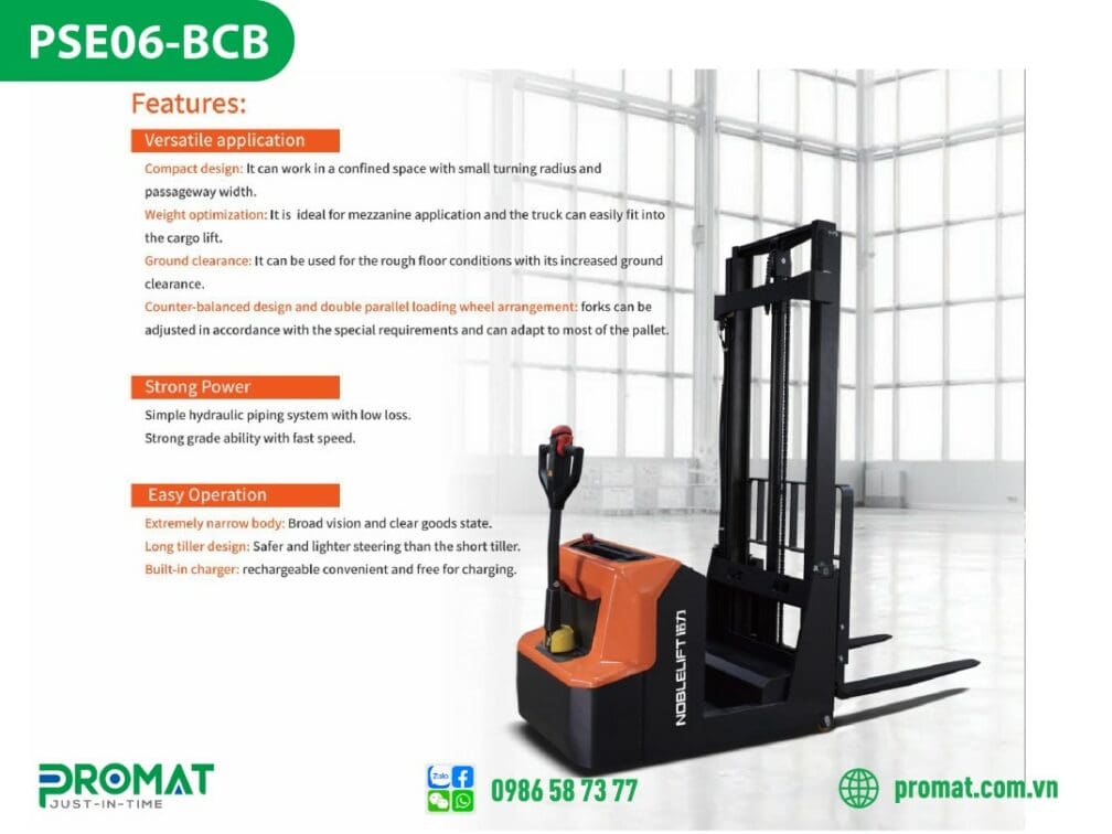 xe nâng stacker noblelift pse06-bcb; xe nâng stacker noblelift; xe nâng stacker pse06-bcb; xe nâng điện noblelift pse06-bcb; xe nâng stacker; xe nâng điện pse06-bcb; xe nâng điện; xe nâng noblelift pse06-bcb; promat vietnam; promat.com.vn; promat; professional material supplier; công ty promat;