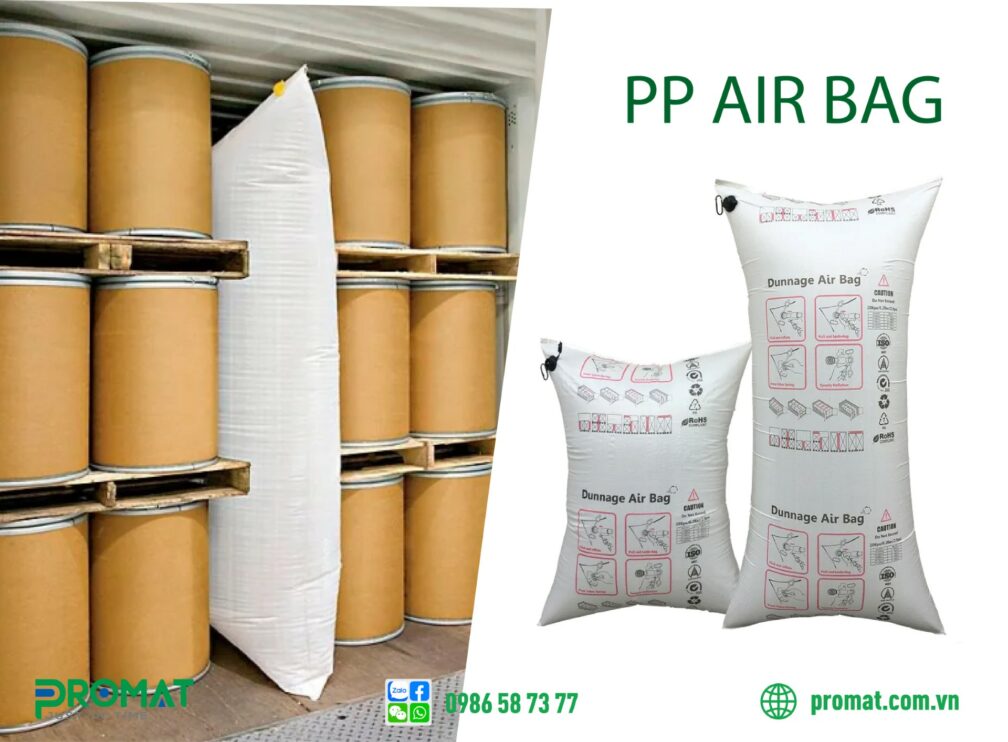 Túi khí chèn hàng, Túi khí bảo vệ hàng hóa, Túi khí container, Dunnage air bag, Vật liệu đóng gói, Bảo vệ hàng hóa vận chuyển, Giải pháp đóng gói an toàn, Tối ưu hóa vận chuyển, Thành phần túi khí chèn hàng, Cấu tạo túi khí chèn hàng, Lớp ngoài túi khí, Lớp trong túi khí, Van khí túi khí, Keo kết dính túi khí, Giấy kraft, Nhựa polyethylene, Vải không dệt, Màng đa lớp, Hàn nhiệt, Ép siêu âm, Bảo vệ hàng hóa khỏi va đập, Bảo vệ hàng hóa khỏi rung lắc, Tăng tuổi thọ hàng hóa, Giảm thiểu hư hỏng hàng hóa, Vận chuyển đường biển, Vận chuyển đường bộ, Vận chuyển đường hàng không, Ngành logistics, Doanh nghiệp vận tải, Đóng gói hàng xuất khẩu, promat, promat vietnam, promat.com.vn, công ty promat, công ty promat việt nam, công ty promat vietnam