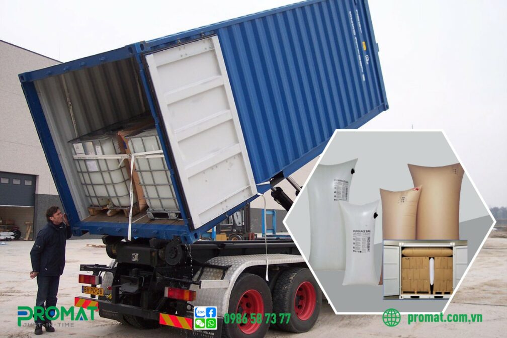 Túi khí chèn hàng, Túi khí bảo vệ hàng hóa, Túi khí container, Dunnage air bag, Vật liệu đóng gói, Bảo vệ hàng hóa vận chuyển, Giải pháp đóng gói an toàn, Tối ưu hóa vận chuyển, Thành phần túi khí chèn hàng, Cấu tạo túi khí chèn hàng, Lớp ngoài túi khí, Lớp trong túi khí, Van khí túi khí, Keo kết dính túi khí, Giấy kraft, Nhựa polyethylene, Vải không dệt, Màng đa lớp, Hàn nhiệt, Ép siêu âm, Bảo vệ hàng hóa khỏi va đập, Bảo vệ hàng hóa khỏi rung lắc, Tăng tuổi thọ hàng hóa, Giảm thiểu hư hỏng hàng hóa, Vận chuyển đường biển, Vận chuyển đường bộ, Vận chuyển đường hàng không, Ngành logistics, Doanh nghiệp vận tải, Đóng gói hàng xuất khẩu, promat, promat vietnam, promat.com.vn, công ty promat, công ty promat việt nam, công ty promat vietnam