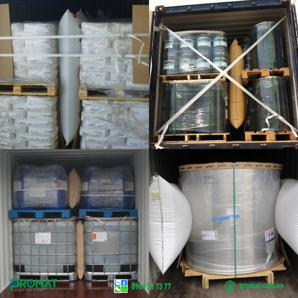 Túi khí chèn hàng, Túi khí bảo vệ hàng hóa, Túi khí container, Dunnage air bag, Vật liệu đóng gói, Bảo vệ hàng hóa vận chuyển, Giải pháp đóng gói an toàn, Tối ưu hóa vận chuyển, Thành phần túi khí chèn hàng, Cấu tạo túi khí chèn hàng, Lớp ngoài túi khí, Lớp trong túi khí, Van khí túi khí, Keo kết dính túi khí, Giấy kraft, Nhựa polyethylene, Vải không dệt, Màng đa lớp, Hàn nhiệt, Ép siêu âm, Bảo vệ hàng hóa khỏi va đập, Bảo vệ hàng hóa khỏi rung lắc, Tăng tuổi thọ hàng hóa, Giảm thiểu hư hỏng hàng hóa, Vận chuyển đường biển, Vận chuyển đường bộ, Vận chuyển đường hàng không, Ngành logistics, Doanh nghiệp vận tải, Đóng gói hàng xuất khẩu, promat, promat vietnam, promat.com.vn, công ty promat, công ty promat việt nam, công ty promat vietnam