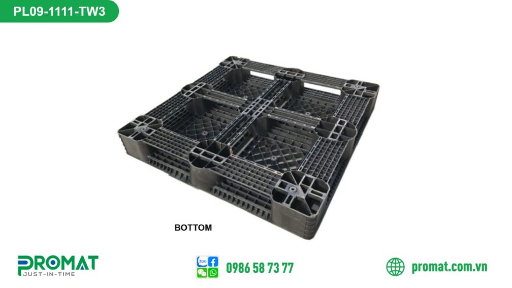 pallet-nhua-1100x1100x150mm-mau-den-chu-thap-promat-vietnam