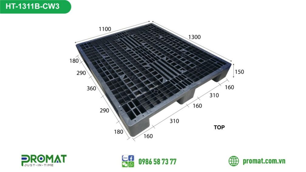 pallet-nhua-1300x1100x150mm-3-chan-mau-den-promat-vietnam