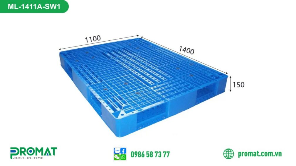 pallet-nhua-1400x1100x150mm-2-mat-ho-promat-vietnam