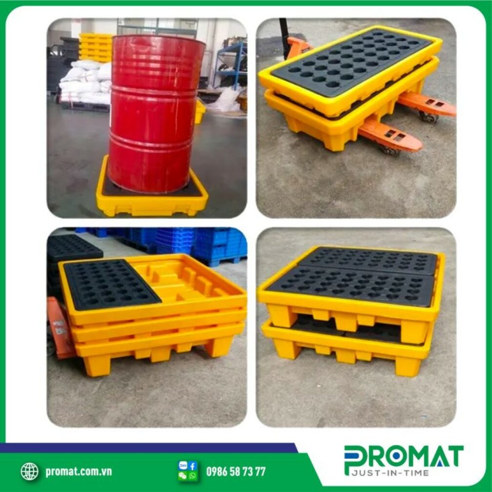 vai-tro-cua-pallet-chong-tran-hoa-chat-trong-dam-bao-an-toan-lao-dong-va-bao-ve-moi-truong