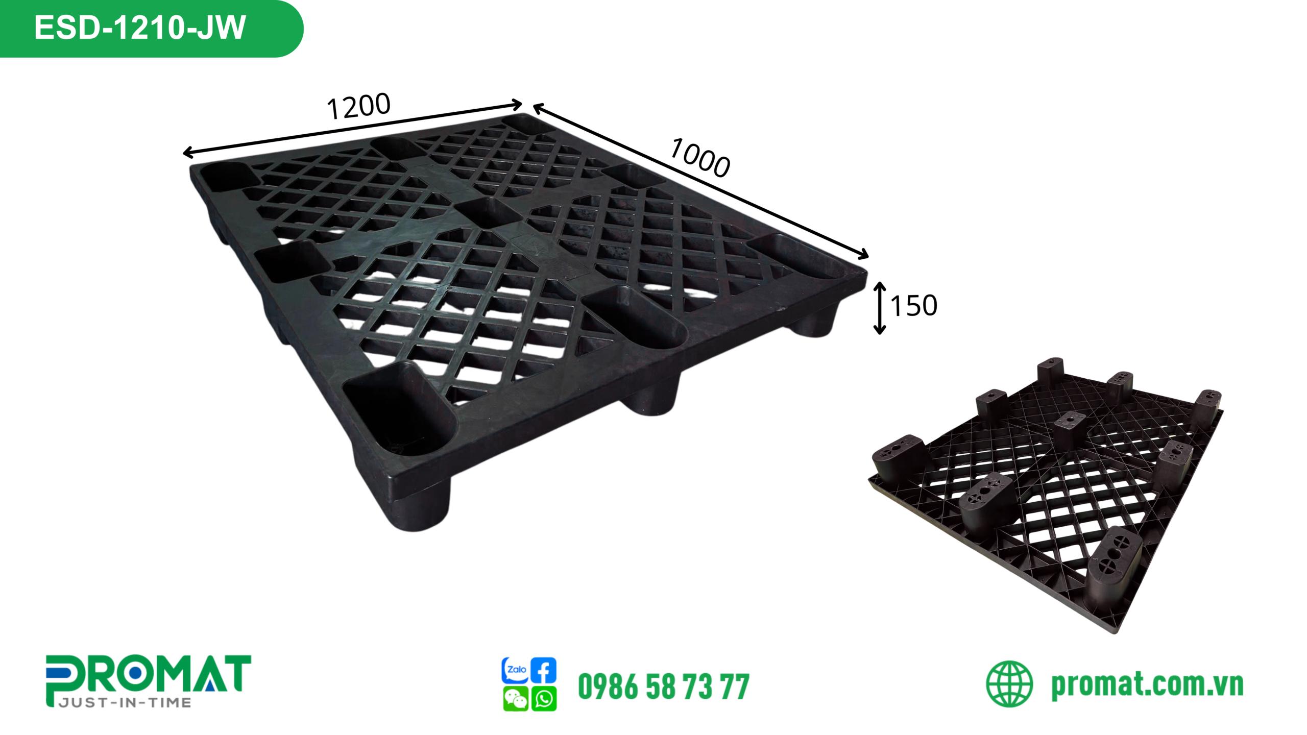 Pallet Nhựa Chống Tĩnh Điện 1200X1000X150Mm 2 ESD 1210 JW scaled