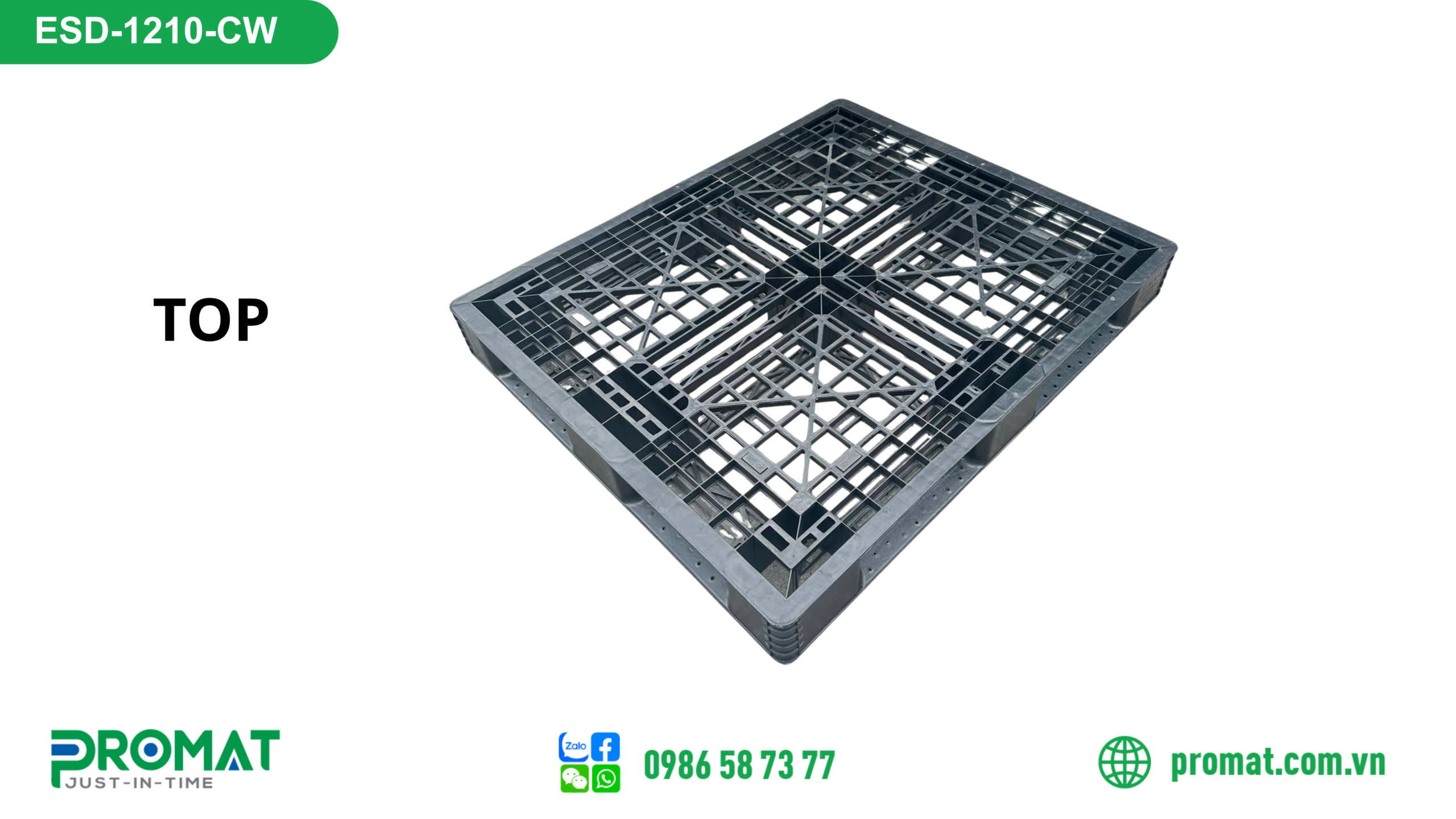 Pallet Nhựa Chống Tĩnh Điện 1200X1000X125Mm 5 Mat truoc ESD 1210A CW 1 scaled