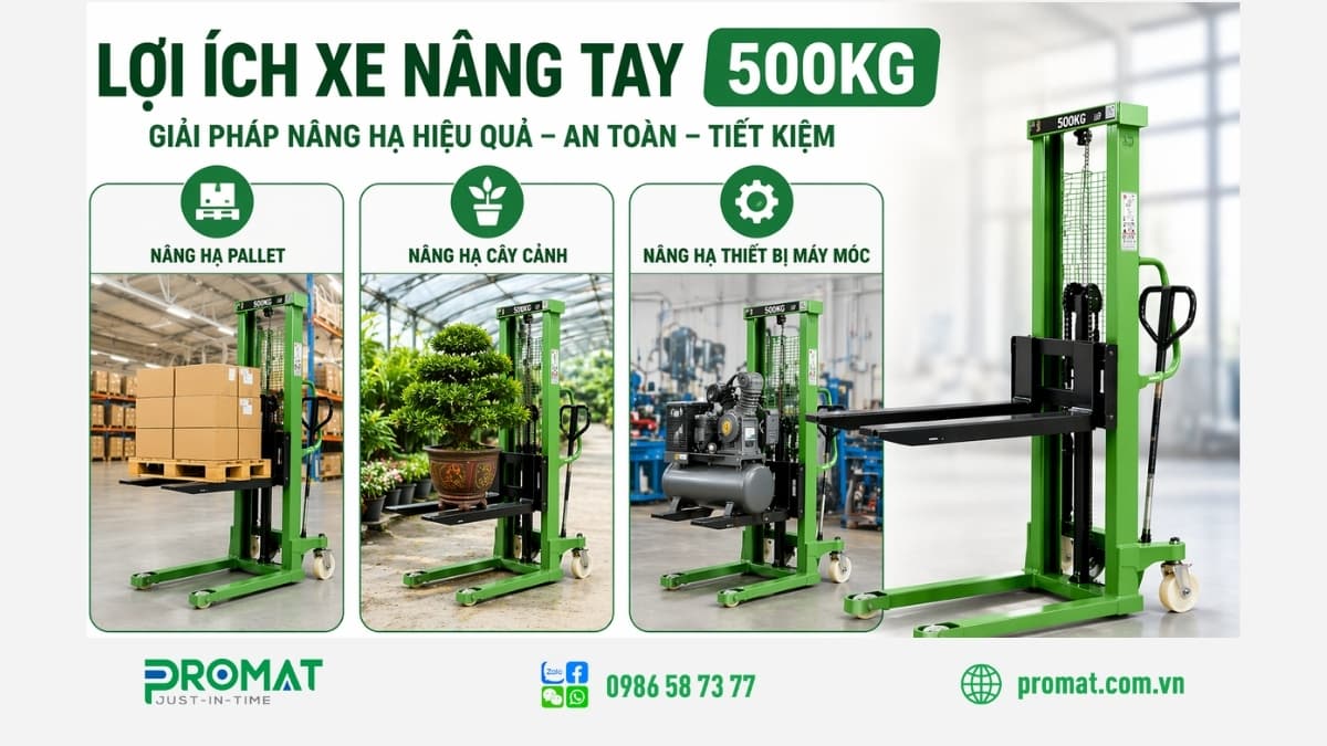 Xe Nâng Tay 500Kg Ứng Dụng Thực Tế Như Nào Hợp Lý 2 Xe nâng tay 0.5 tấn mang đến nhiều lợi ích cho người sử dụng