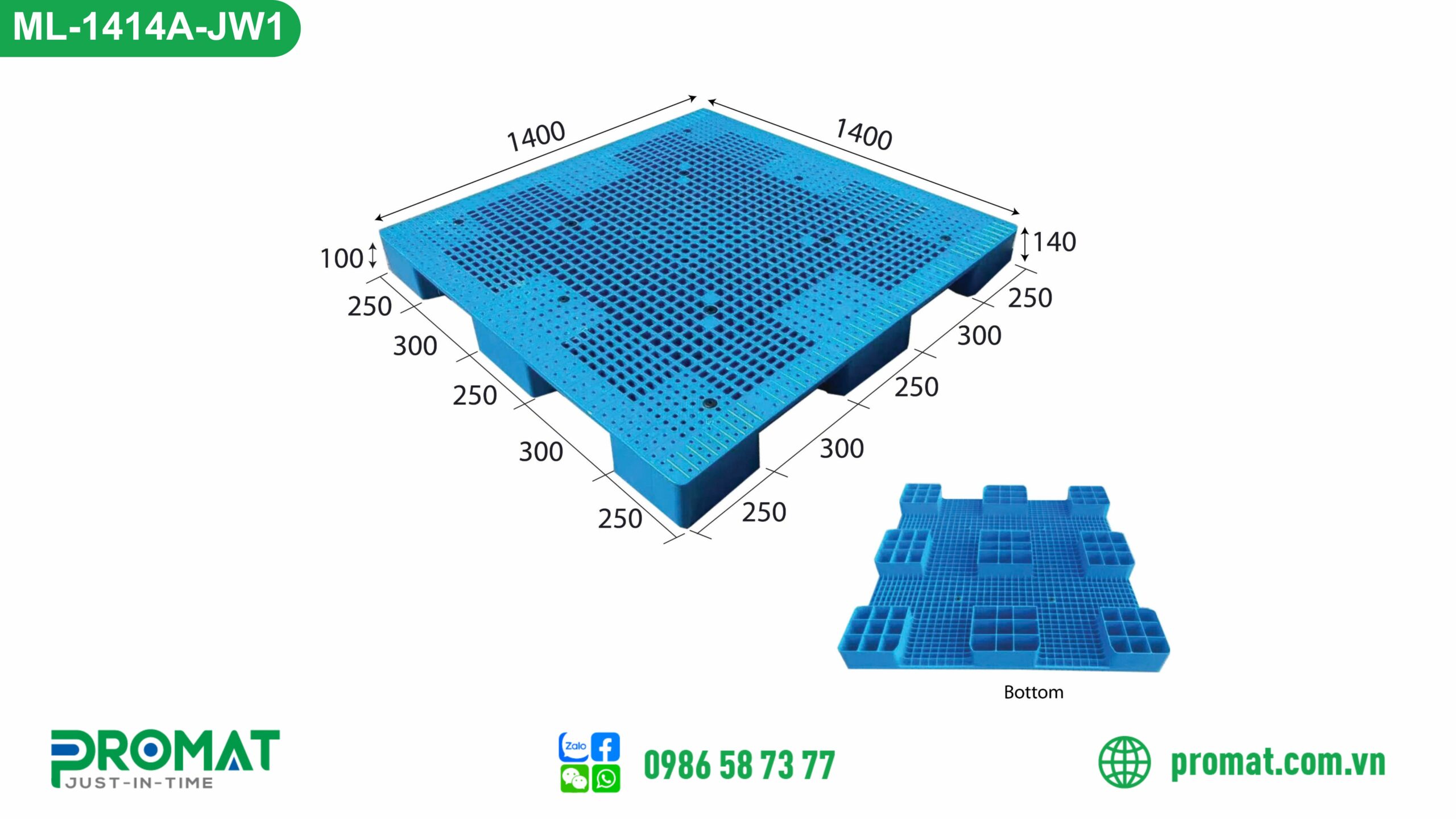 Pallet nhựa 1400x1400x150mm ML-1414A-JW1