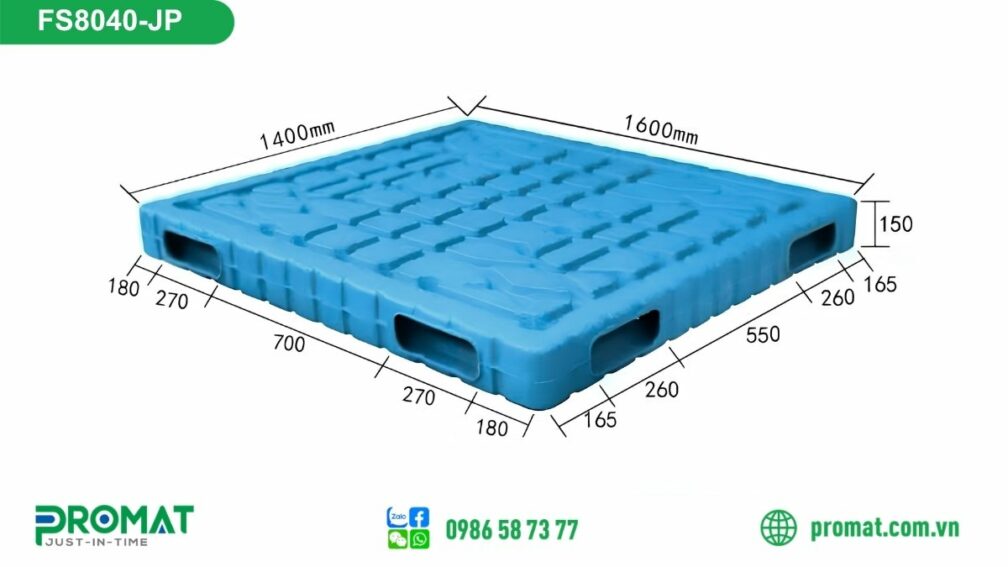 Pallet nhựa mặt kín 1600x1400x150mm BM1614A-SP3