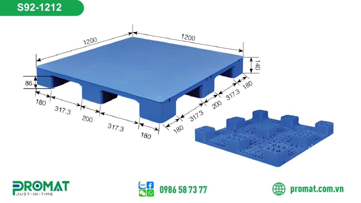 Pallet nhựa mặt kín 1200x1200x140mm S92-1212
