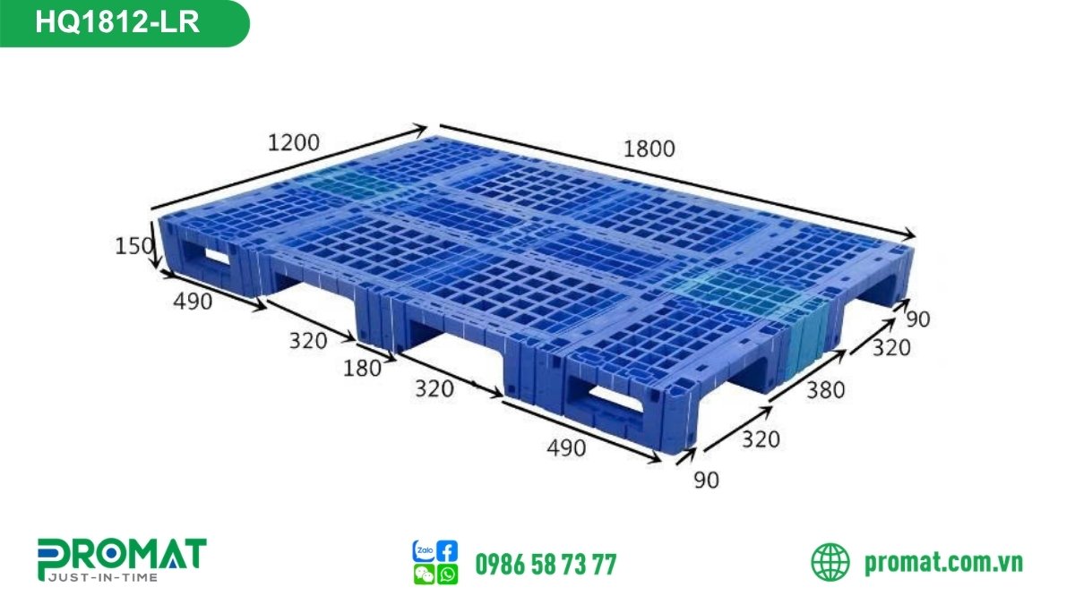 Pallet nhựa tải nặng 1800x1200x150mm HQ1812-LR
