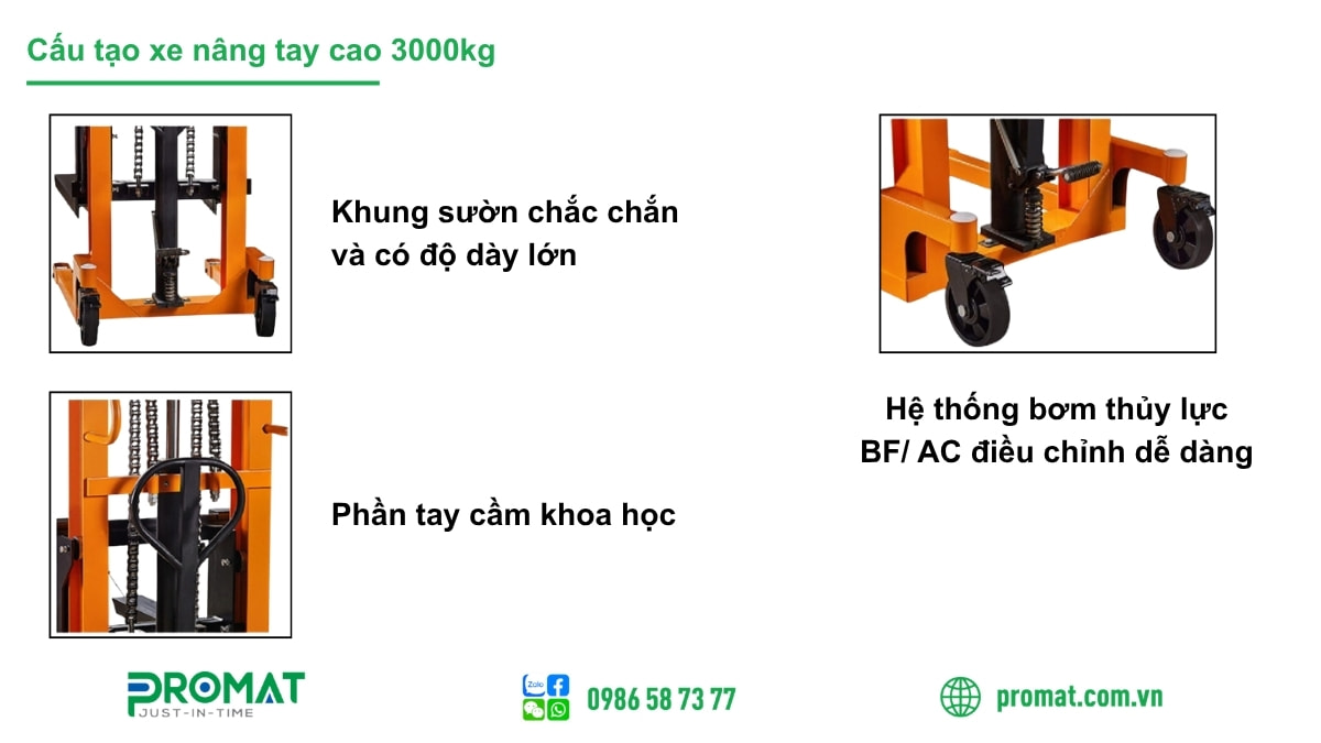 Tối Ưu Kho Hàng Dễ Dàng Với Xe Nâng Tay Cao 3 Tấn 2 Cấu tạo chi tiết xe nâng tay cao 3 tấn