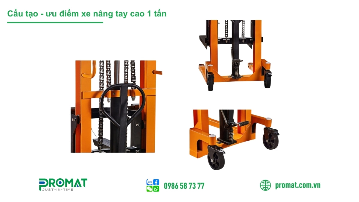 Xe Nâng Tay Cao 1 Tấn Của Yudio - Giải Pháp Lý Tưởng Nâng Hạ 2 Cấu tạo - ưu điểm nổi bật của xe nâng tay cao 1 tấn