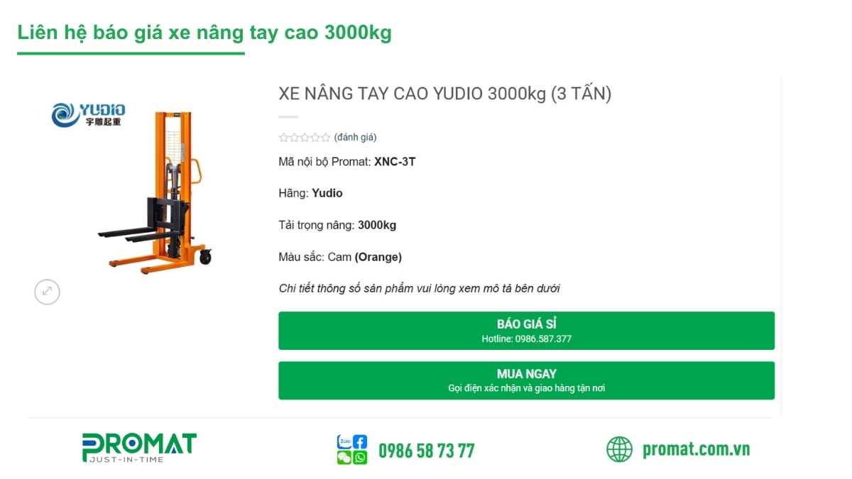 Tối Ưu Kho Hàng Dễ Dàng Với Xe Nâng Tay Cao 3 Tấn 3 Liên hệ báo giá xe nâng tay cao 3 tấn mới nhất tại FORMAT
