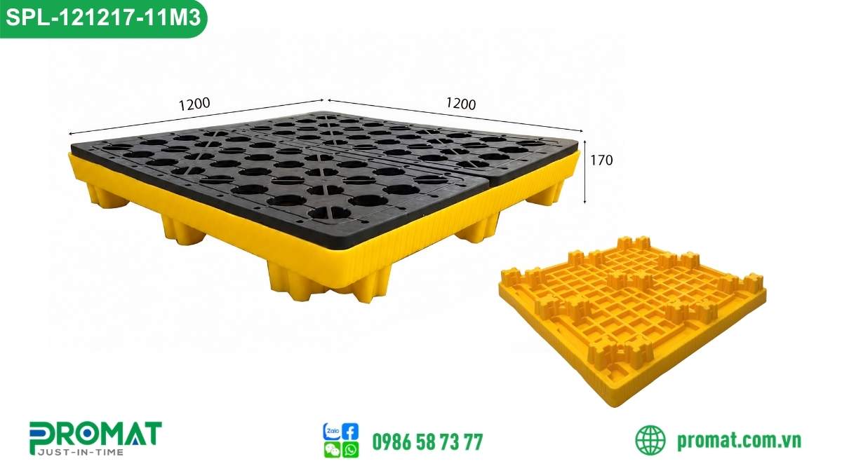 Pallet nhựa chống tràn 1200x1200x170mm