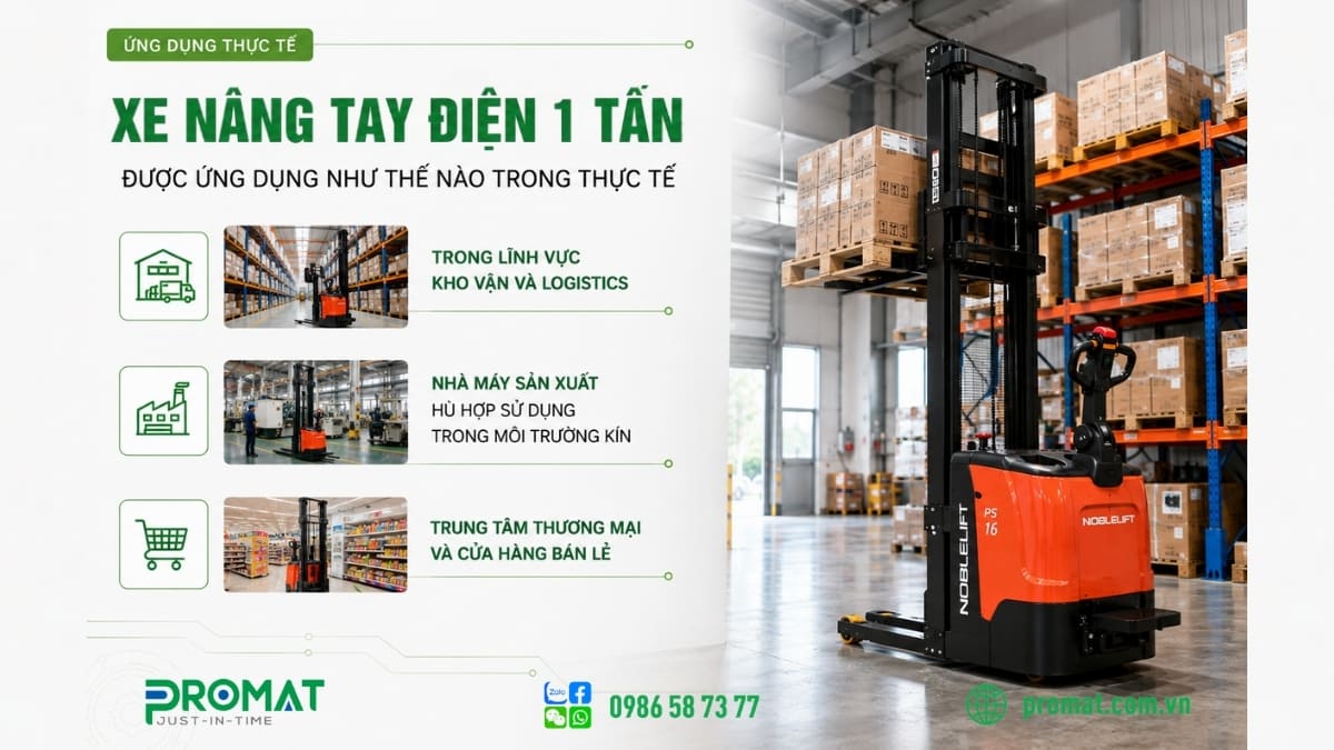 Ứng Dụng Trong Thực Tế Của Xe Nâng Tay Điện 1 Tấn 3 Xe nâng tay điện 1 tấn được ứng dụng như thế nào trong thực tế