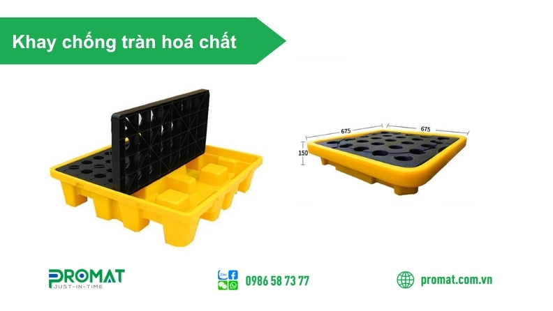 Khay Chống Tràn Hóa Chất Bằng Nhựa 2 Khay chống tràn hóa chất được thiết kế chắc chắn, bền bỉ