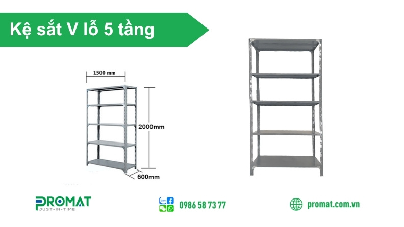 Kệ Sắt V Lỗ 5 Tầng – Ứng Dụng Và Nơi Mua Uy Tín 2 Kệ chứa hàng V lỗ 5 tầng giúp sắp xếp hàng hóa khoa học