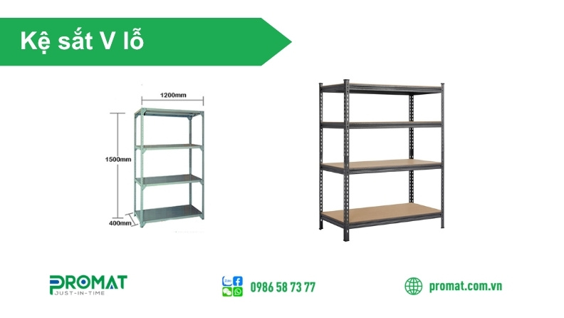 Kệ Sắt V Lỗ Hà Nội Chất Lượng, Đa Dạng Kích Thước 3 Kệ chứa hàng V lỗ dễ dàng thao tác tháo lắp