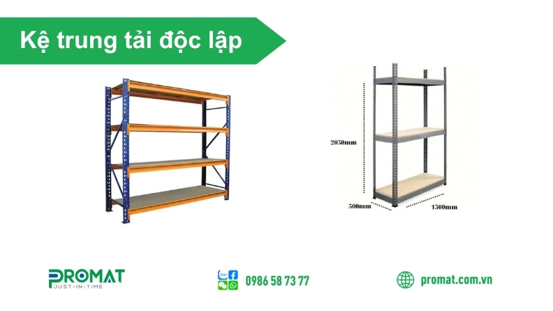Kệ Trung Tải Độc Lập - Giải Pháp Tối Ưu Kho Bãi 3 Kệ trung tải được thiết kế đa dạng tải trọng, phù hợp từng nhu cầu