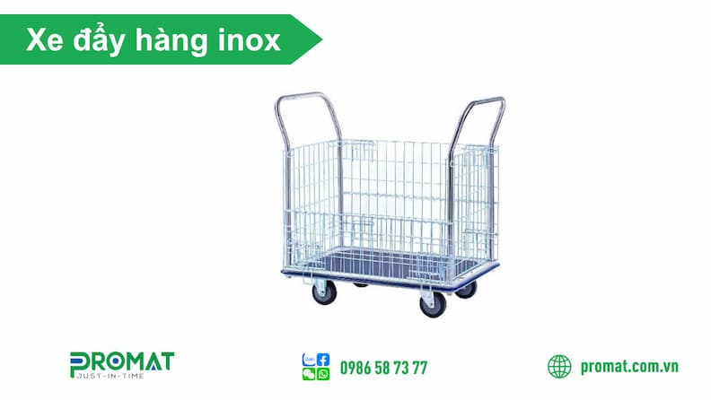 Một số mẫu xe đẩy hàng inox phổ biến tại Promat