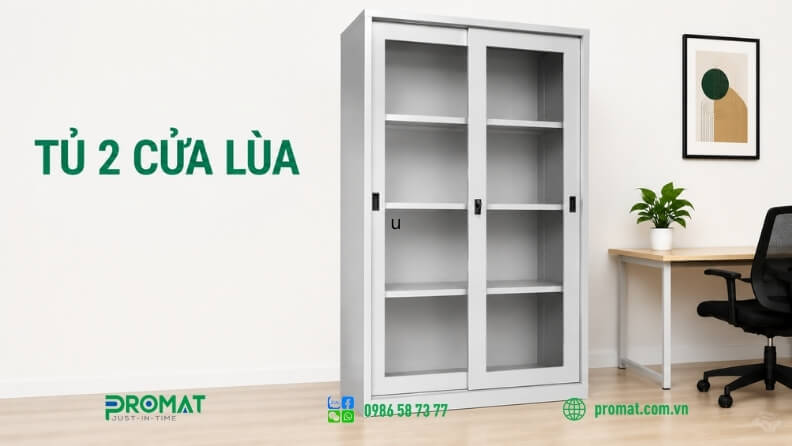Tủ 2 cửa lùa cho văn phòng