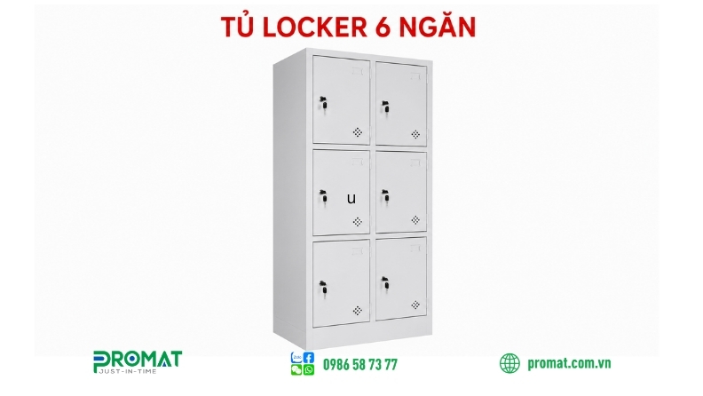 Tủ Locker 6 ngăn với chìa khóa riêng