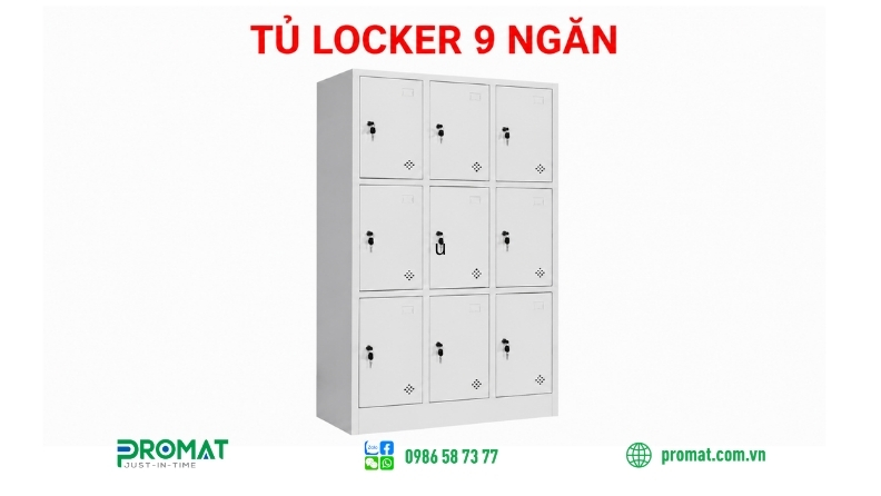 Tủ Locker 9 ngăn đựng được nhiều đồ dùng