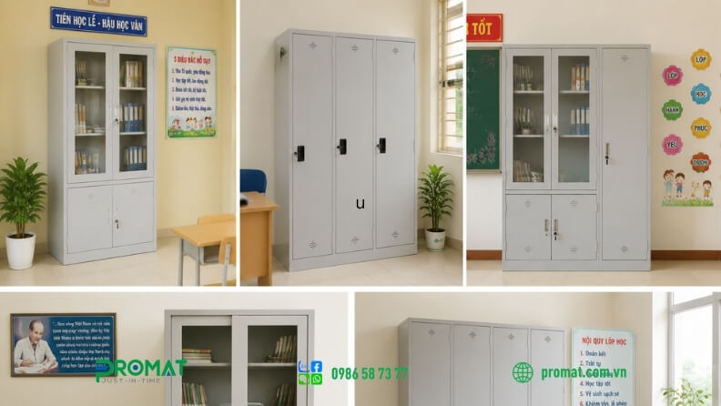Tủ sắt văn phòng được sử dụng nhiều trong trường học