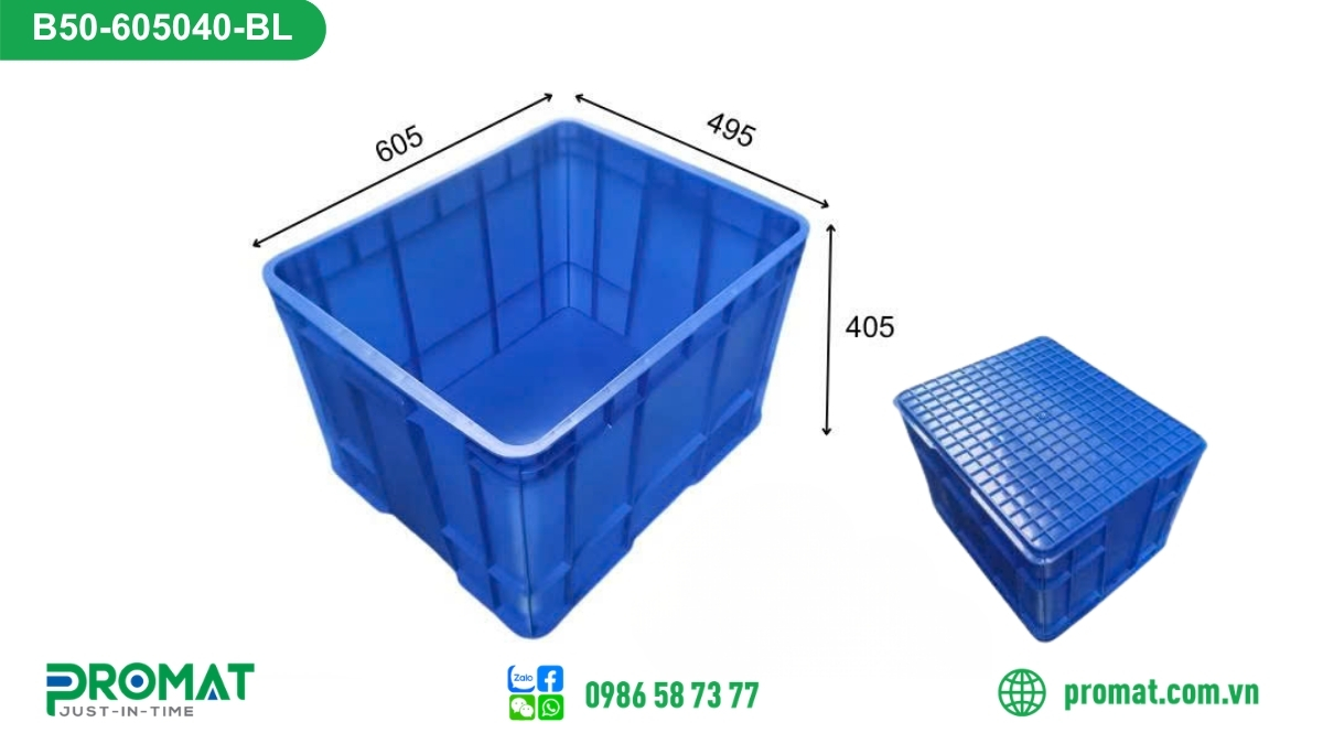 Sóng Nhựa Kín 605X495X405Mm 2 B50 605040 BL 2