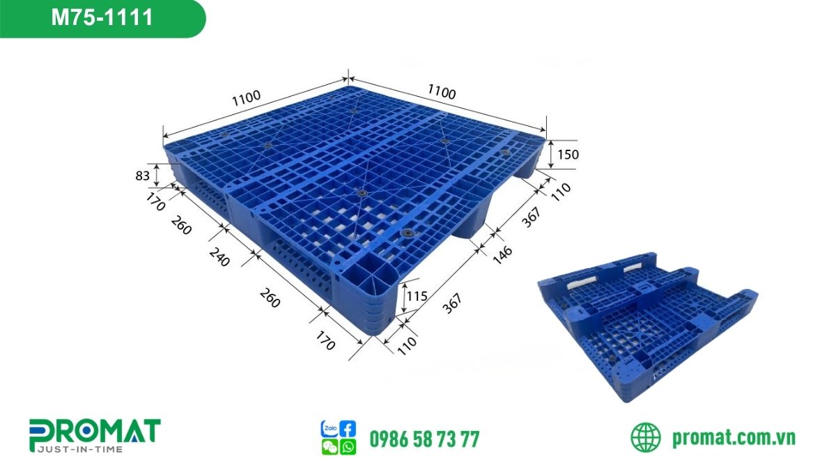 Pallet nhựa tải vừa M75-1111
