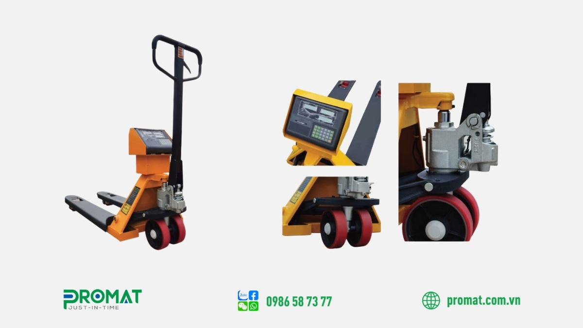 Xe nâng tay gắn cân